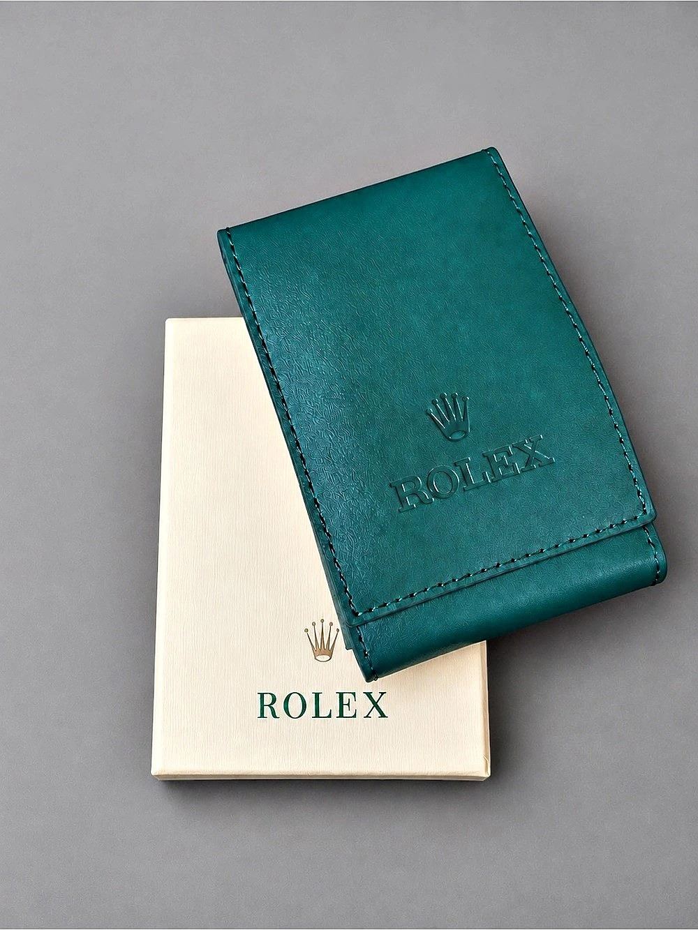 Rolex Green Leather Service Pouch Watch Travel Case